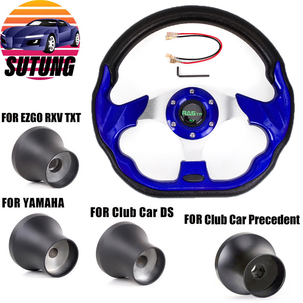 Blue Steering Wheel with Adapter For EZGO TXT RXV Yamaha and Club Car Golf Cart
