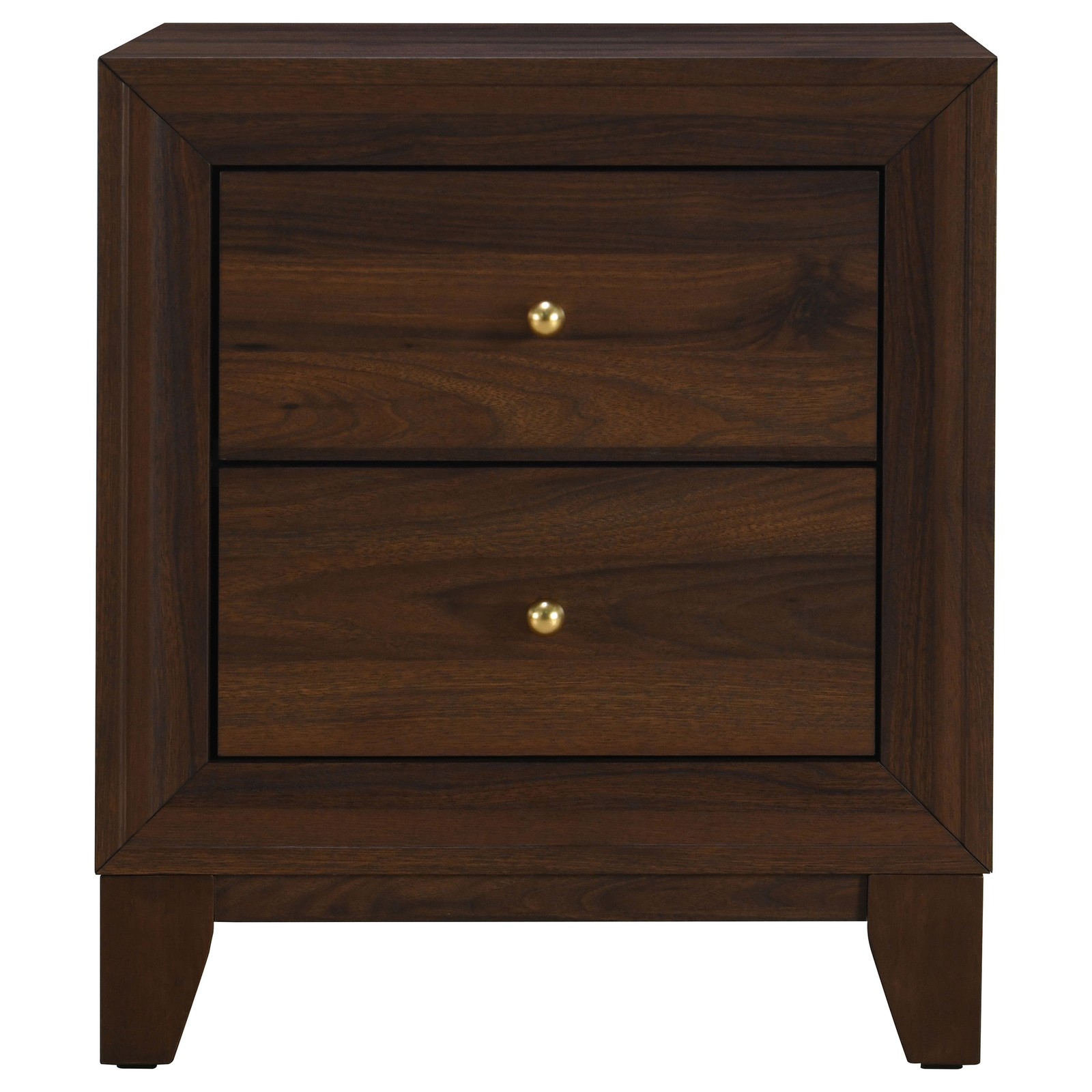 Walnut 2-Drawer Nightstand, Solid Wood Bedside Table, Modern Storage Cabinet