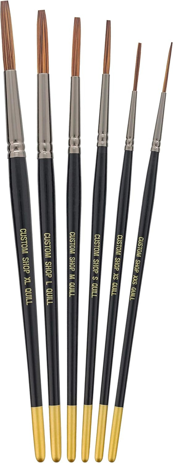 Set of 6 Lettering Quill Brushes for Sign Painting, Sizes XL, LG, MED, SM, XSM,