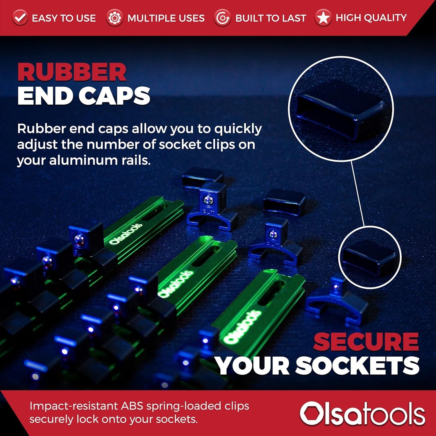 Green Aluminum Socket Organizer - 58 Sockets