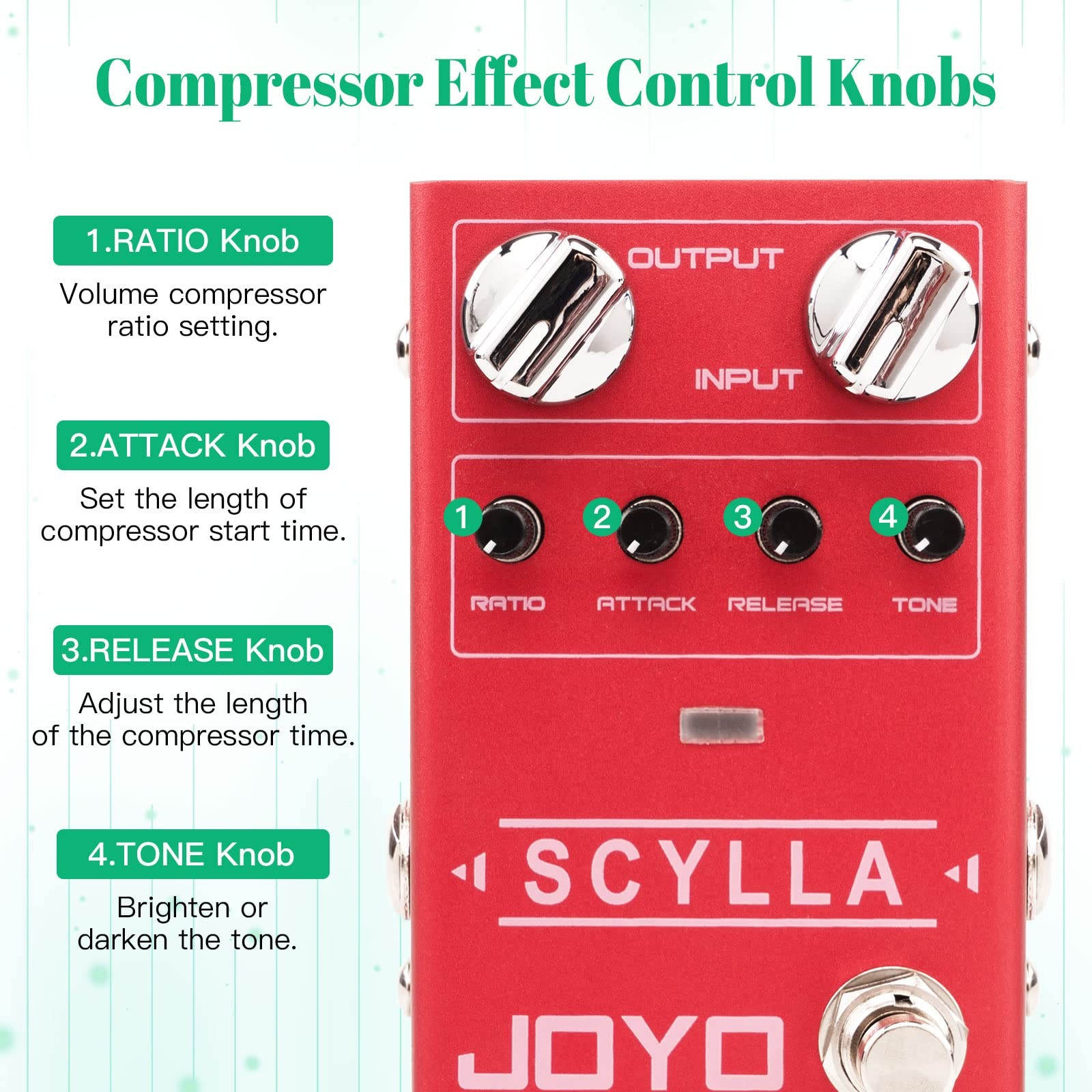 Bass Guitar Pedals Compressor Effect Pedal with Precise Compression Red