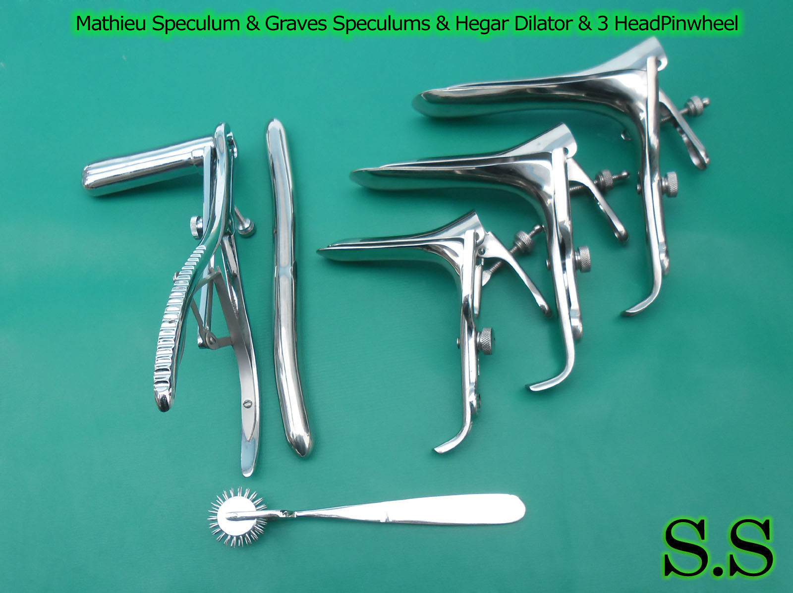 Mathieu Speculum Graves Hegar Dilator Sound 3 Head Pinwheel