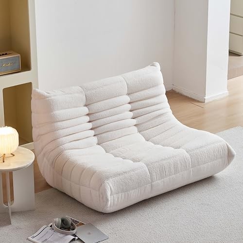 Bean Bag Chair for Adults, Oversized Fireside Chair Comfy Bean Loveseat Beige