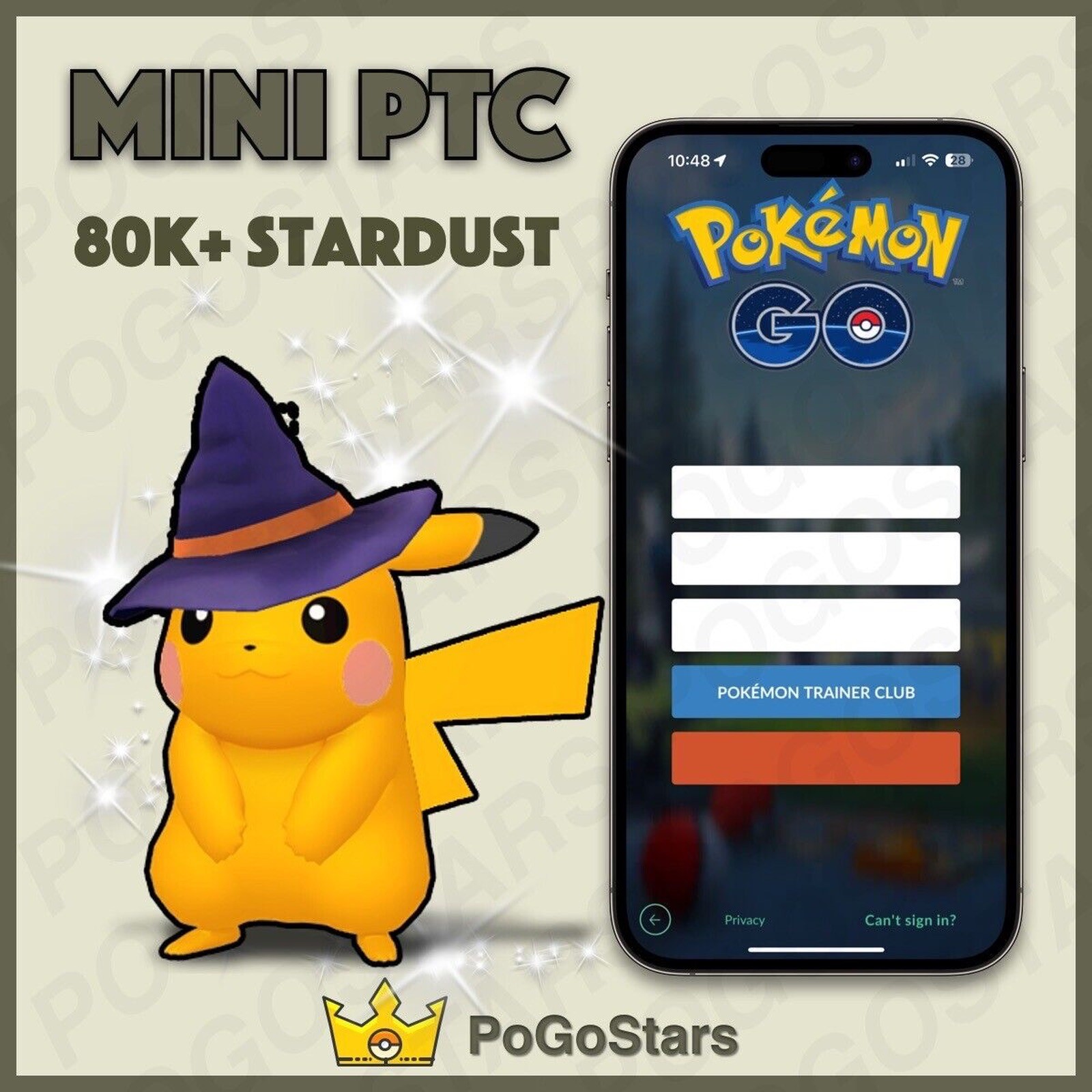 Pokémon PTC GO - Shiny Pikachu Witch Hat - 80K Stardust✨Read Description✨