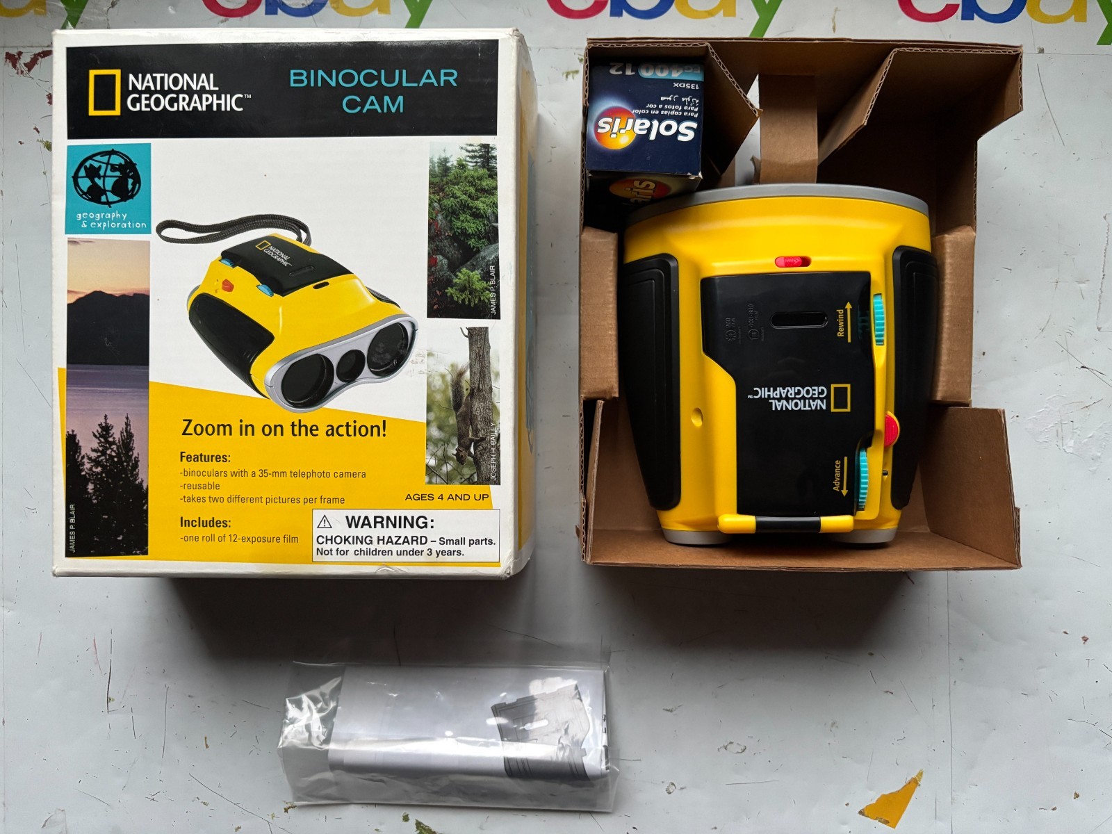 National Geographic Kids Binoculars with Camera Unused Solaris FG400 Film Yellow