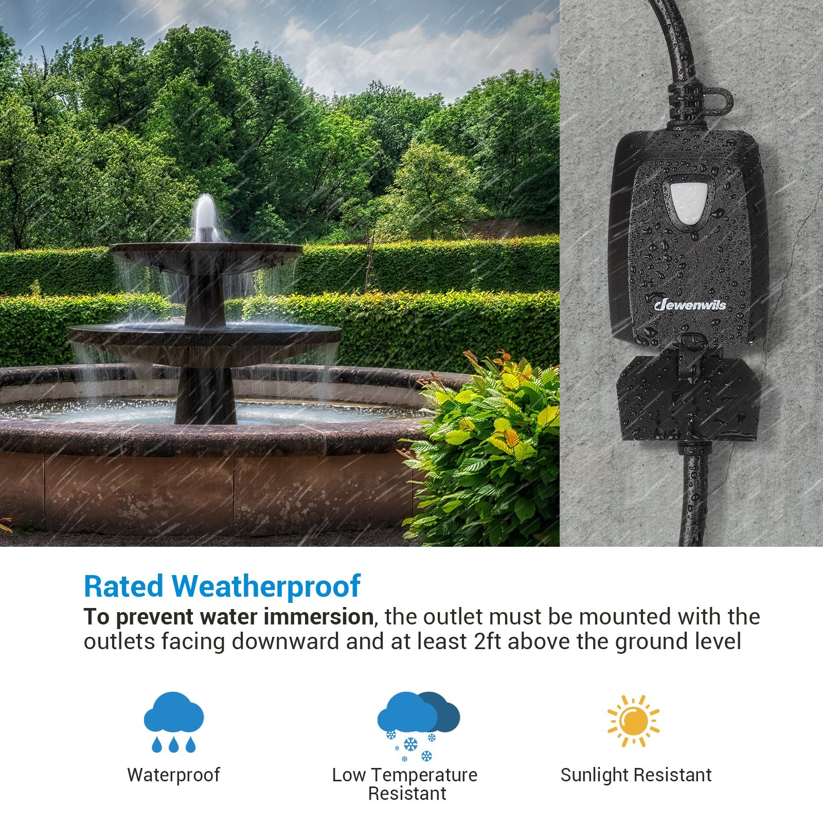 DEWENWILS Wireless Remote Control Electrical Outlet Switch Outdoor Indoor ETL