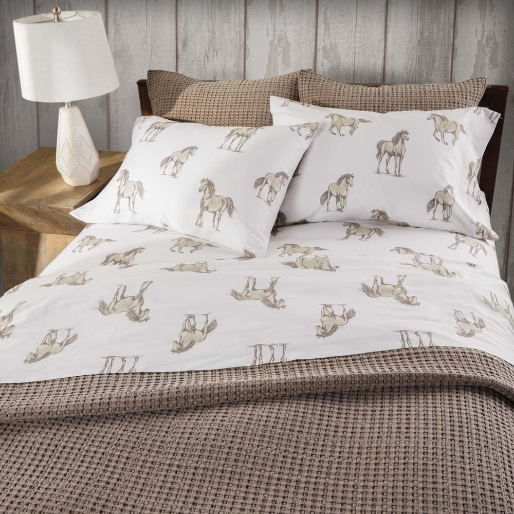 Rod'S Easy Rider Western Queen Sheet Set - Tan & Brown - 4 Piece Cotton