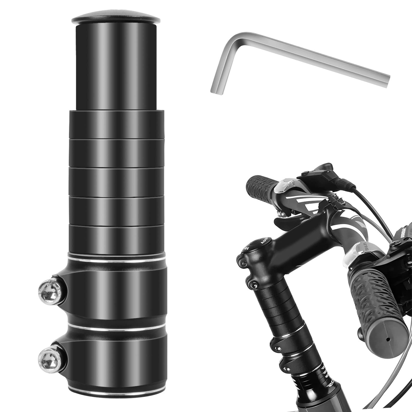 Bike Stem Riser Adjustable Bicycle Handlebar Extender Increases Bar Height Up...
