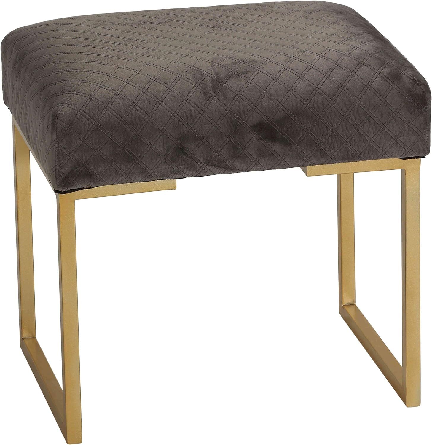 Cortesi Home Allium Ottoman with Painted Gold Legs, 19" Wide, Grey