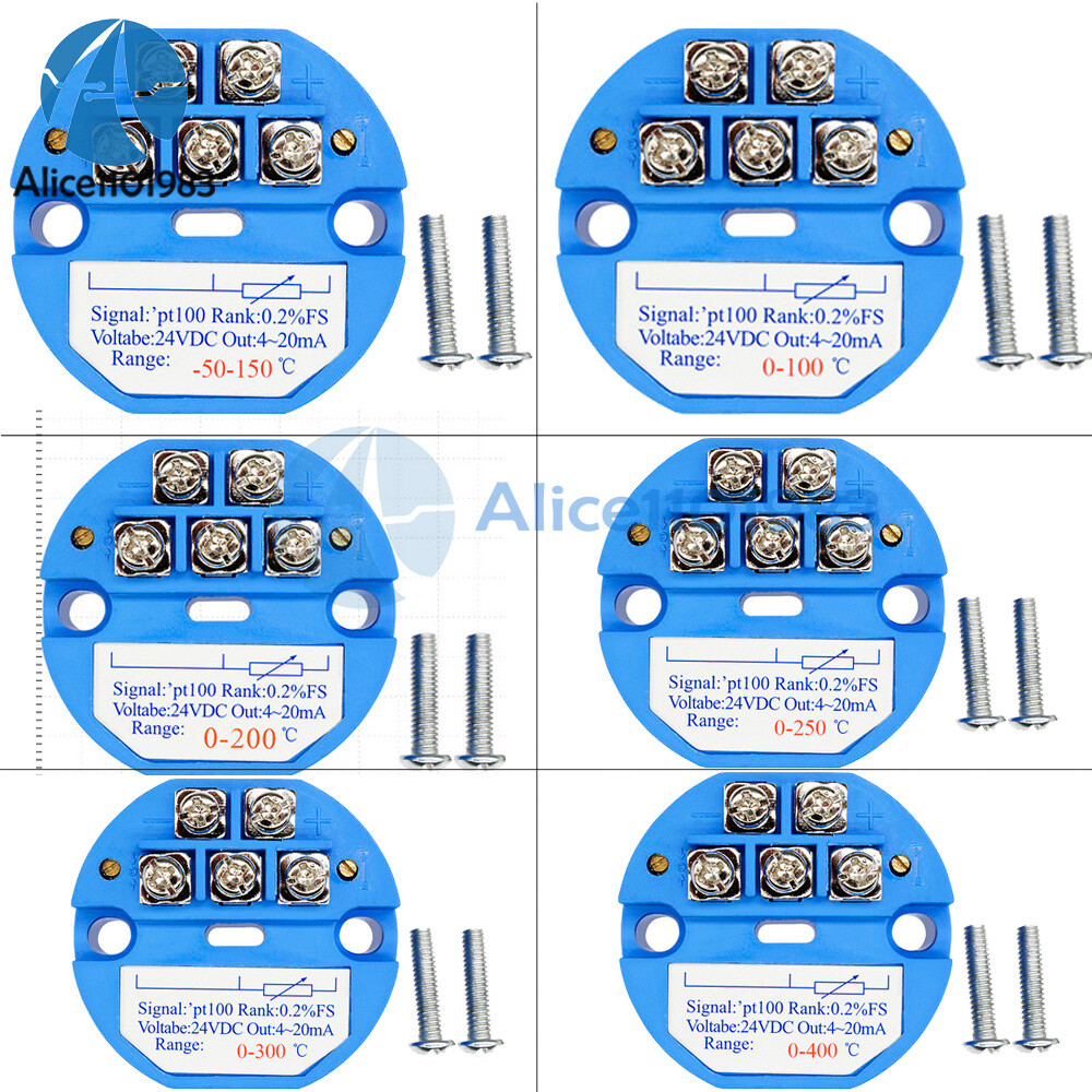 RTD PT100 DC 24V  Temperature Sensors Transmitter -50-150℃ 0-200° 0-300℃  0-400℃