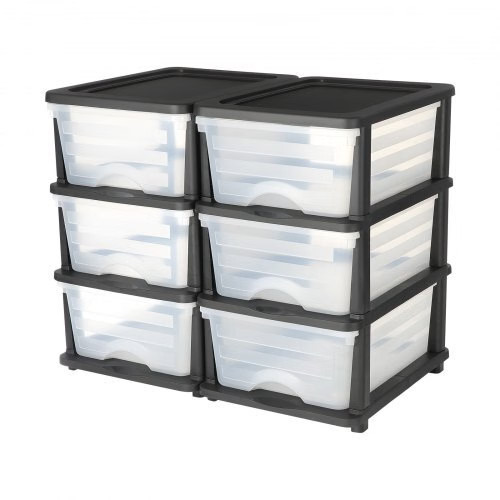 Plastic Storage Drawers, 2 Pack Storage Organizer Drawer, 6 Drawers Closet Organ