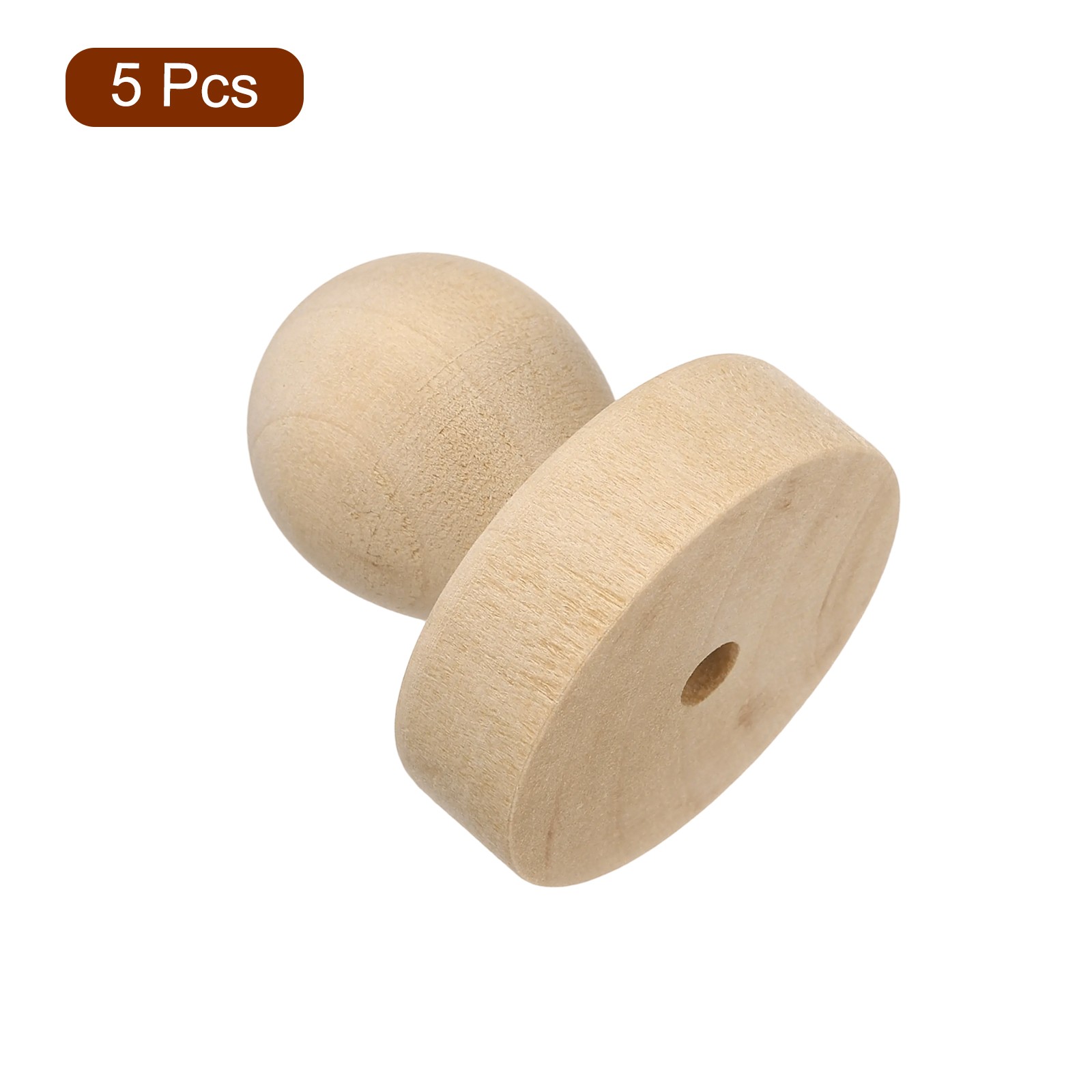 38mm Stamp Wood Round Handle, 5Pcs Wooden Knobs Stamp Mounts Drawer Pulls