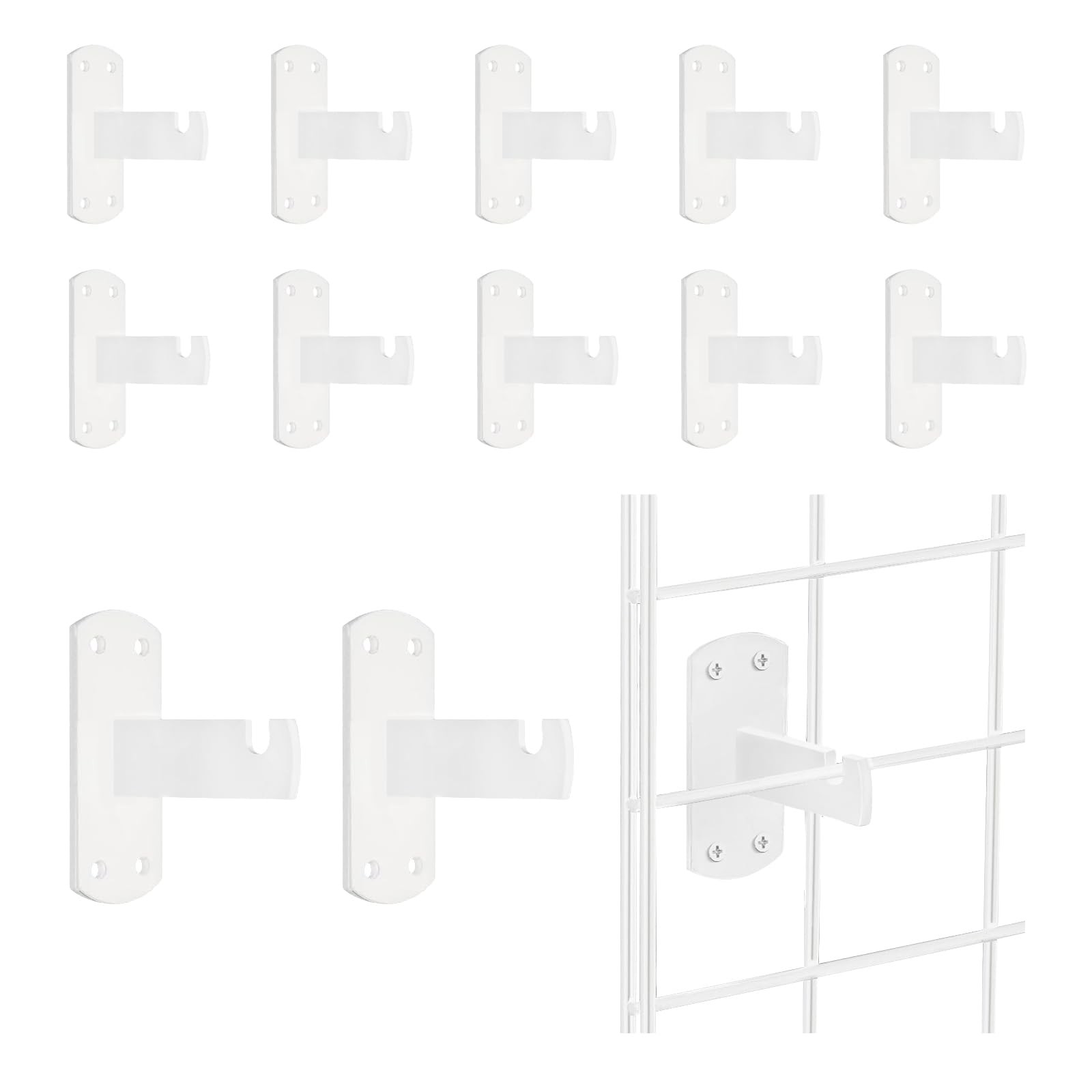 12 PCS White Gridwall Mount Brackets For Grid Or Slatgrid Panels Box