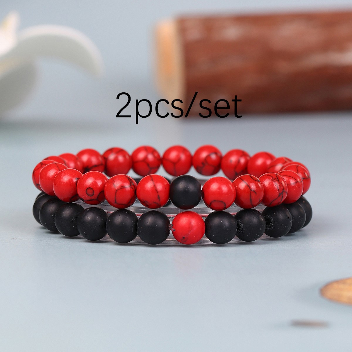 Minimalist Black Volcanic Stone Bracelet Cracked Beads Men Yoga Healing Jewelry