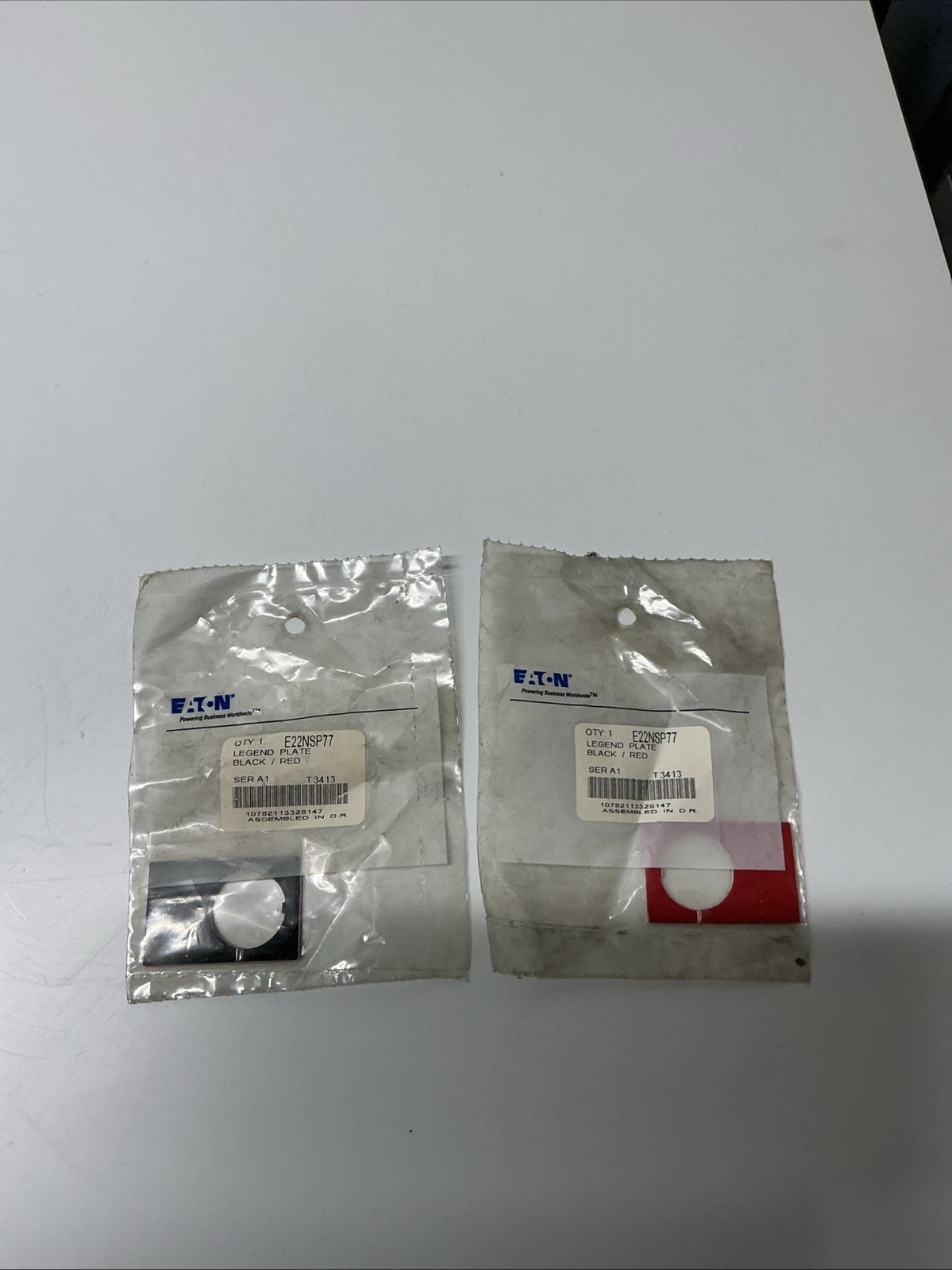 Lot of 2 Eaton E22NSP77 Legend Plates. AC-297