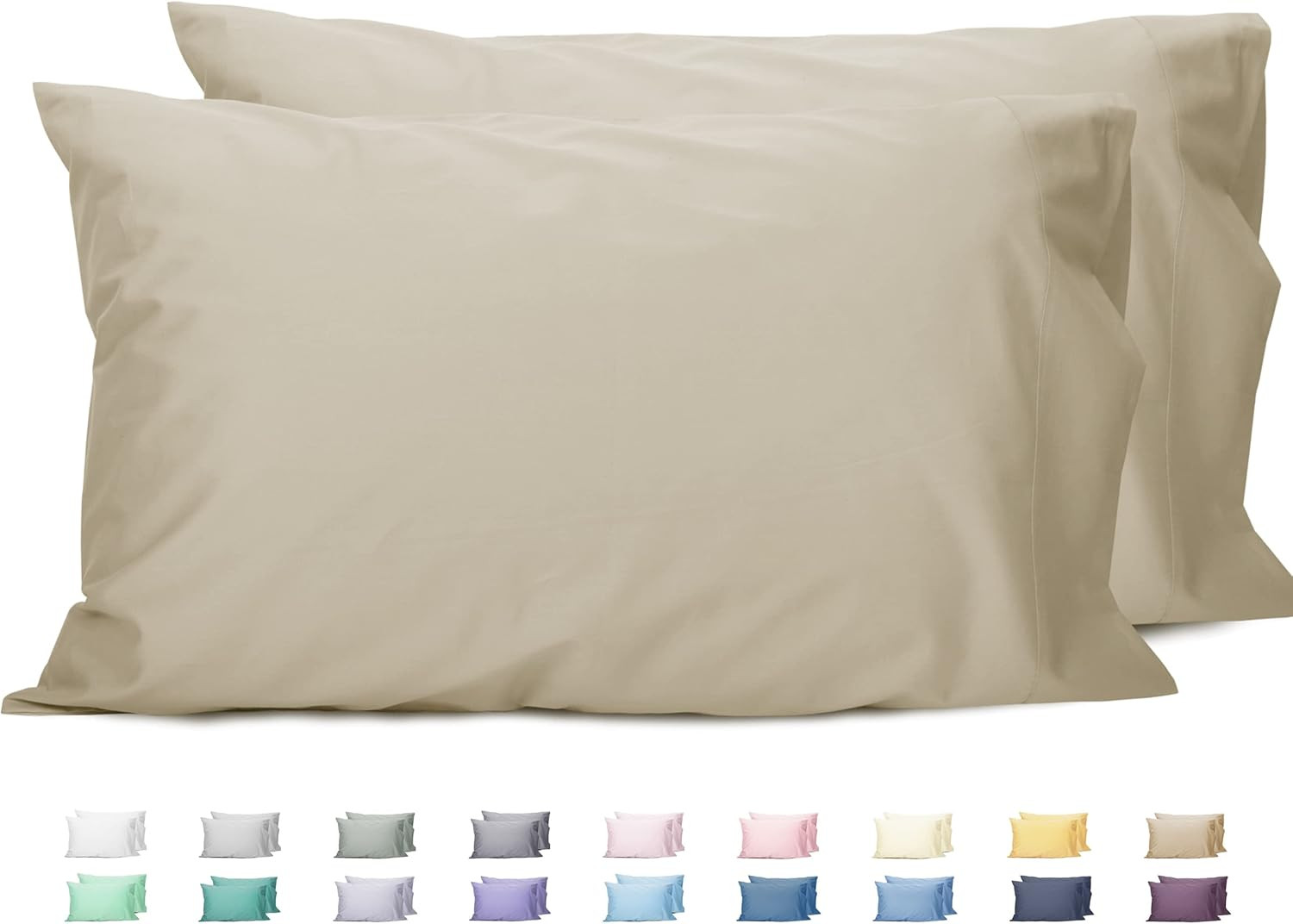 Queen Pillowcases Set of 2, 100% Cotton Queen Size Pillow Cases 2, 20×30 inches