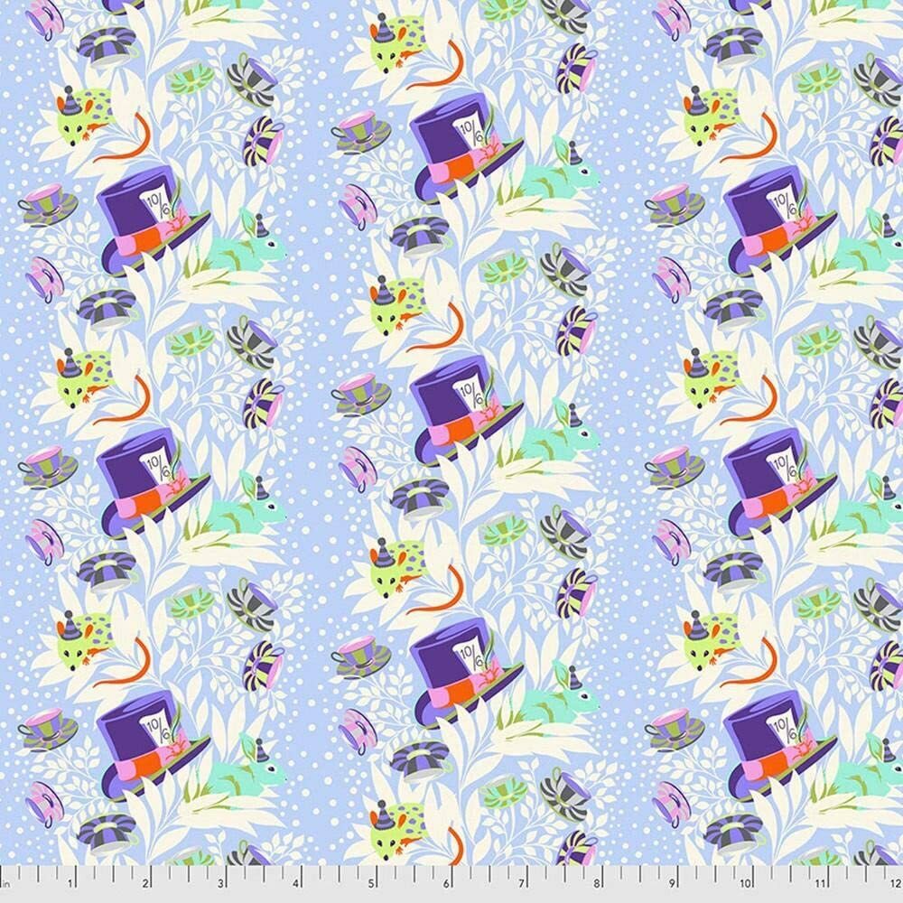 Curiouser and Curiouser Tula Pink Somehwere Stripe Lilac By the yard cotton