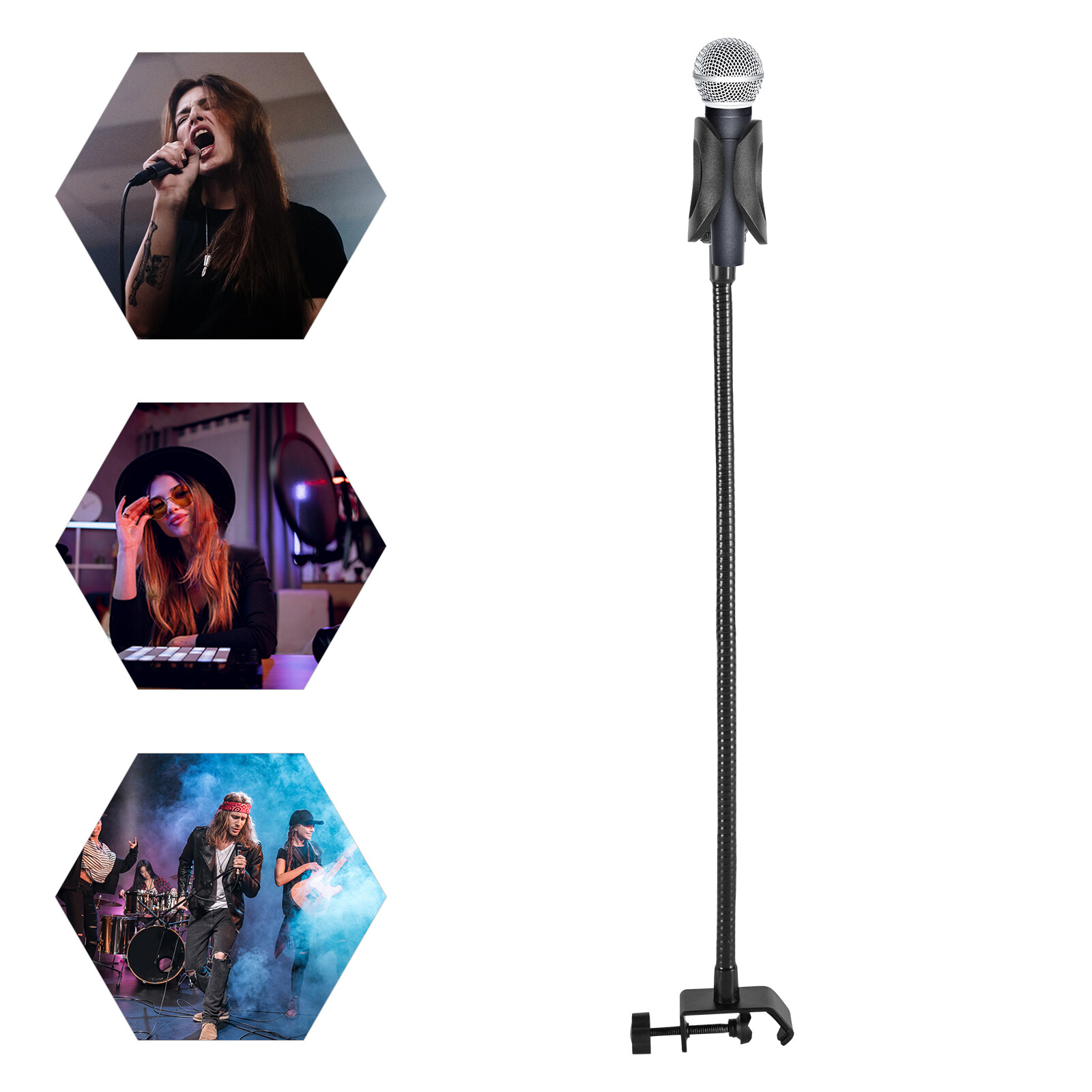 Microphone Stand Adjustable Height 360 Degree Swivel Microphone Stand W/ Clip