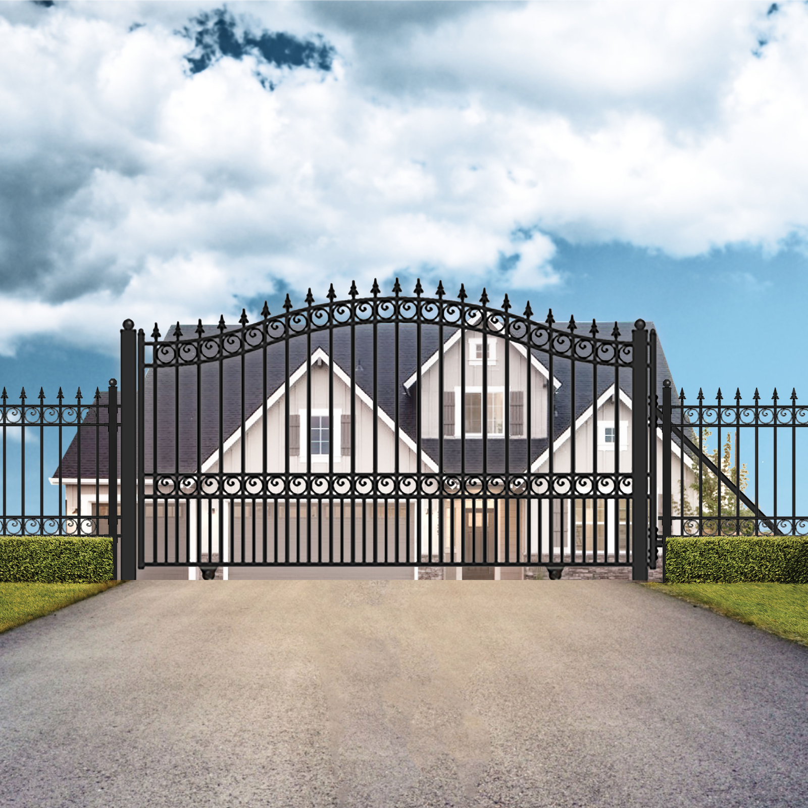 ALEKO London Style Ornamental Steel Single Sliding 14' Driveway Gate