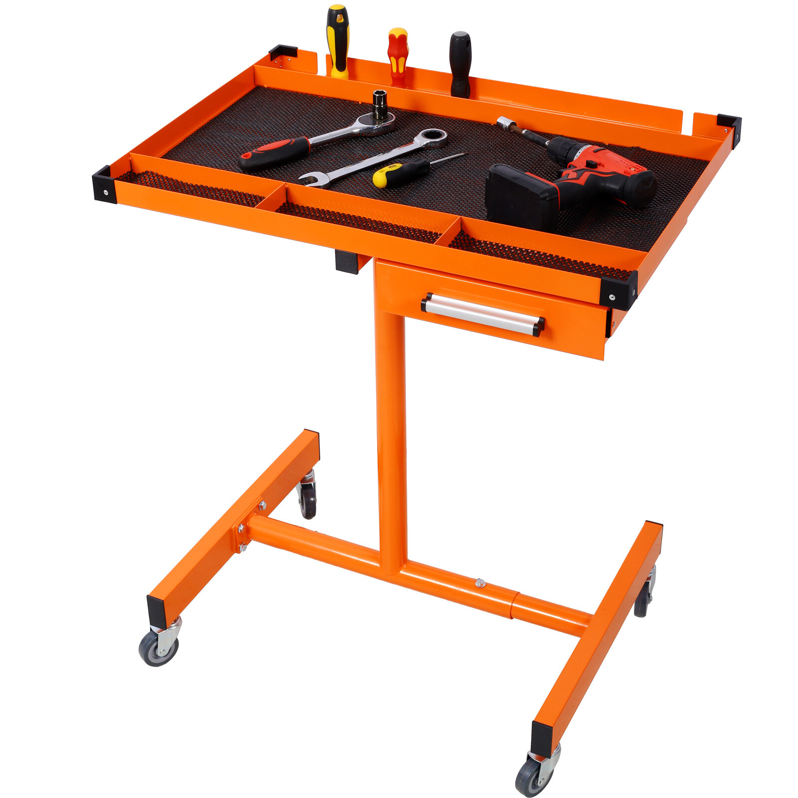 Adjustable Tear Down Steel Work Table with Drawer 220lbs Capacity Heavy Duty