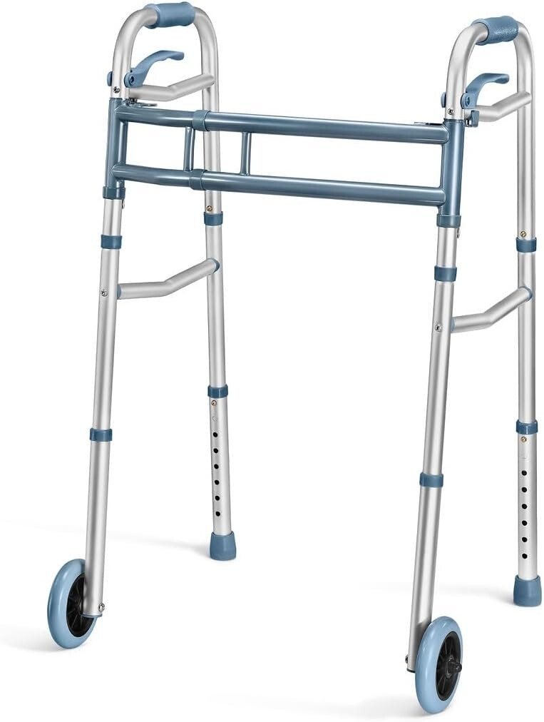 Walker with Wheels, Adjustable Walker, Folding Walker with Arm Support Walker