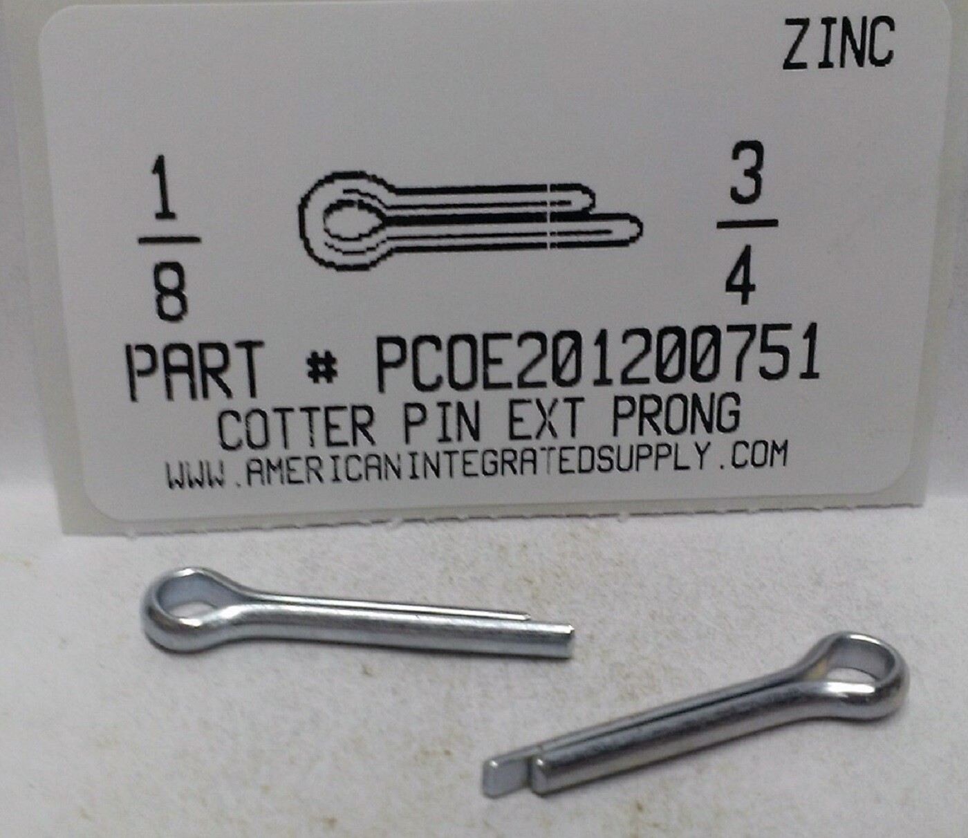 1/8X3/4 COTTER PINS EXTENDED PRONG STEEL ZINC PLATED (50)