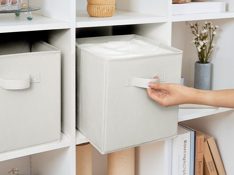 Cupic Cupid 11 Inch Storage Cube, Fabric Cube Bin 11 Inch, Light Gray