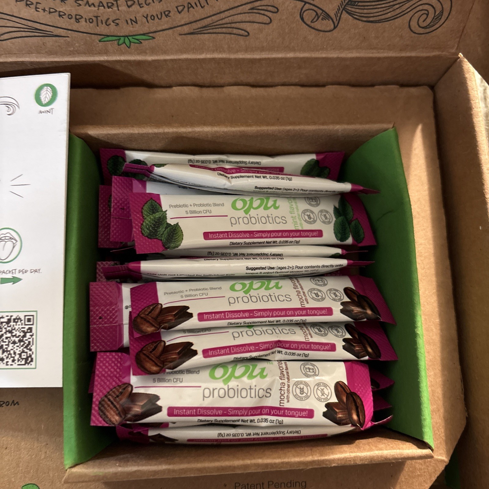 Probiotics 5 Billion CFU's Mint/Mocha Instantly Dissolves 30 Packets Exp 04/2026