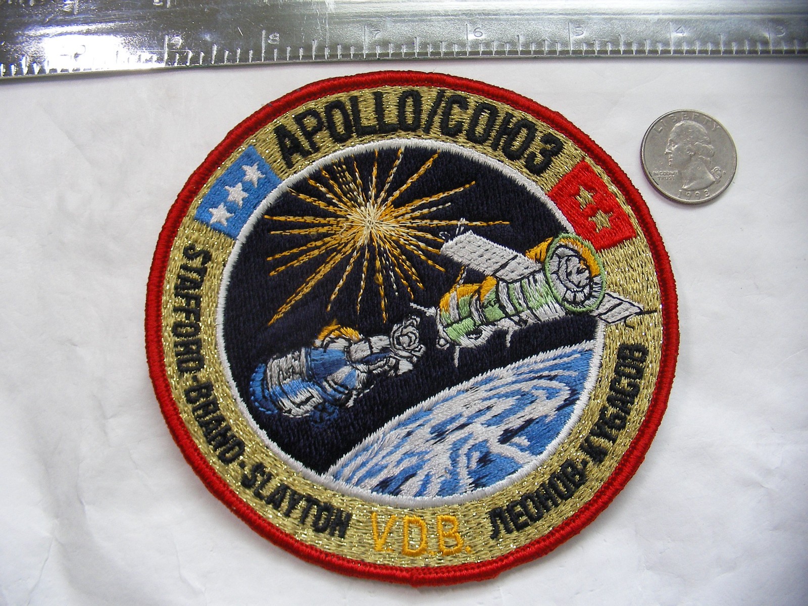 Original Apollo Soyuz (ASTP) Initialed (VDB) Crew Patch Vance Brand 5" NASA