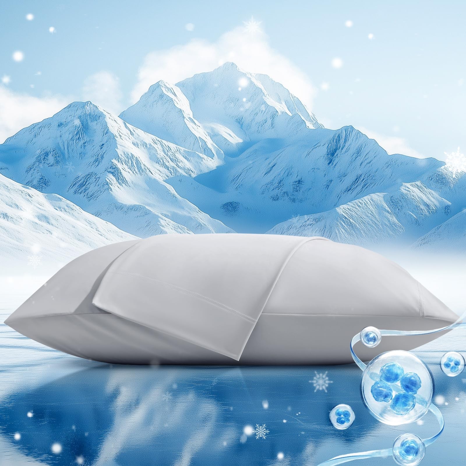 Cooling Pillow Cases 2 Pack Queen Size Cooling Pillowcases for Hot Sleeper Q-...