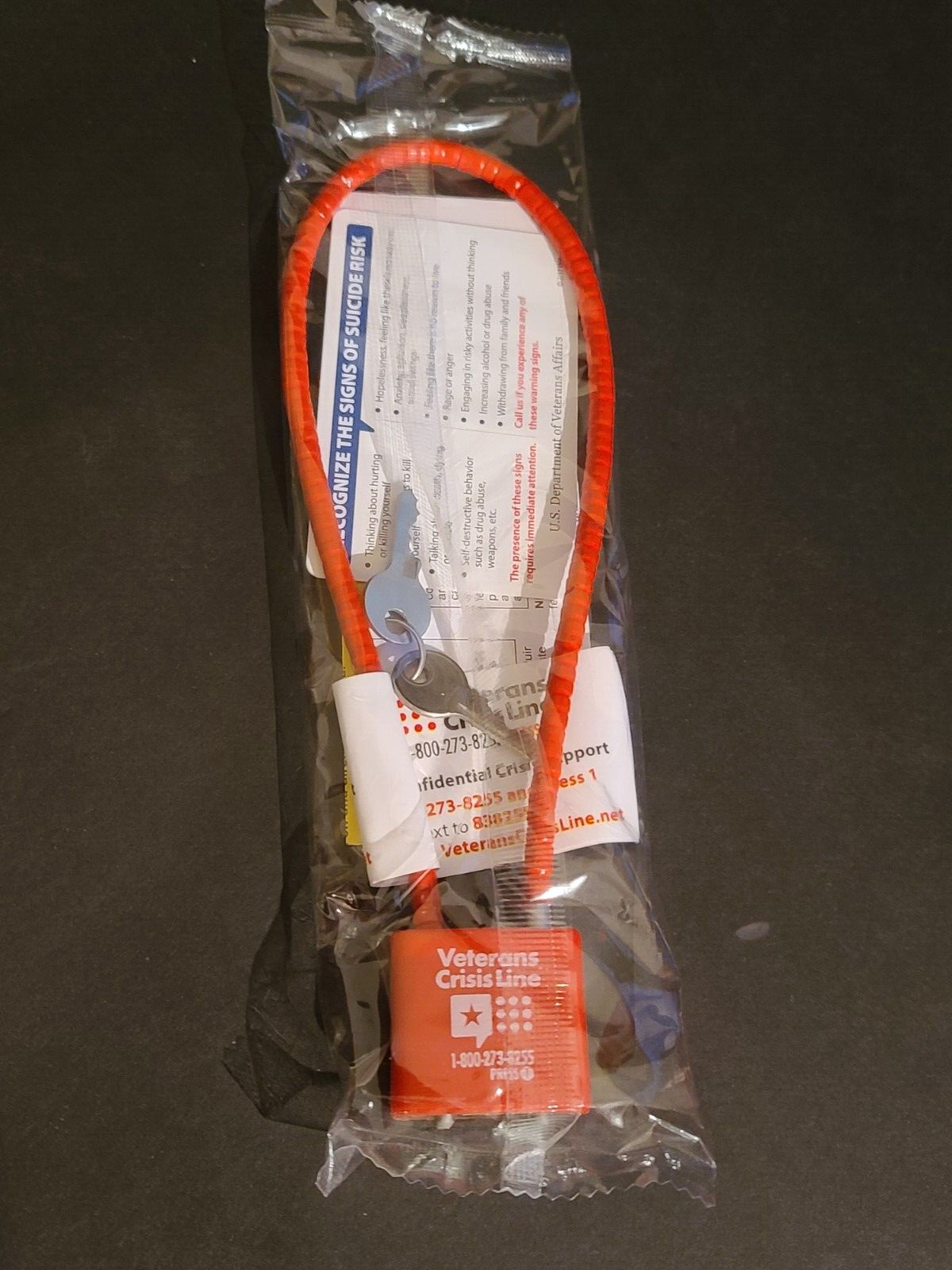 NEW IN PACKAGE Veteran Crisis Line Cable Gun Lock includes 2 Keys