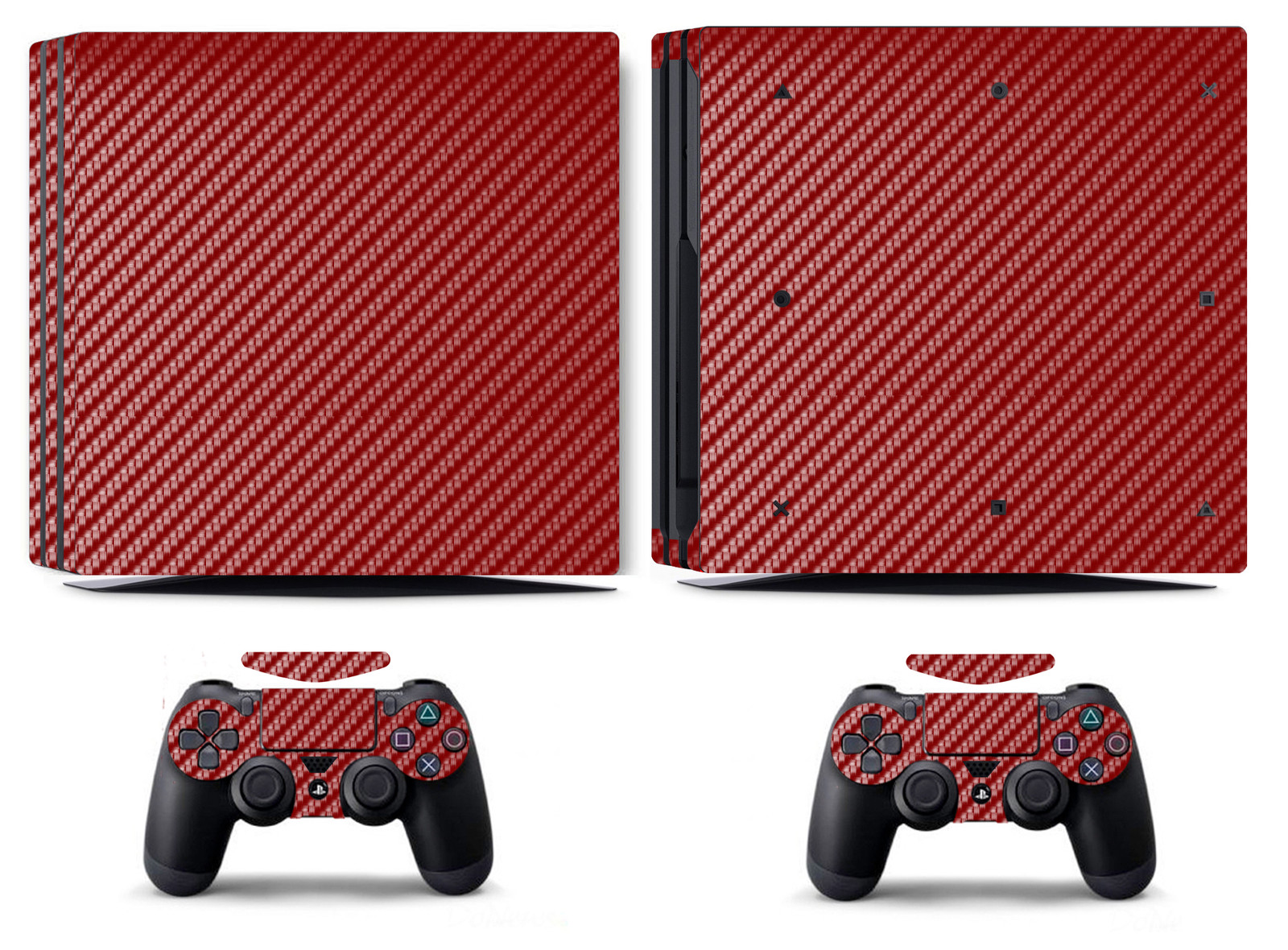 Red Carbon Fiber Vinyl Skin Sticker Cover for Sony PS4 Pro PlayStation 4 Pro