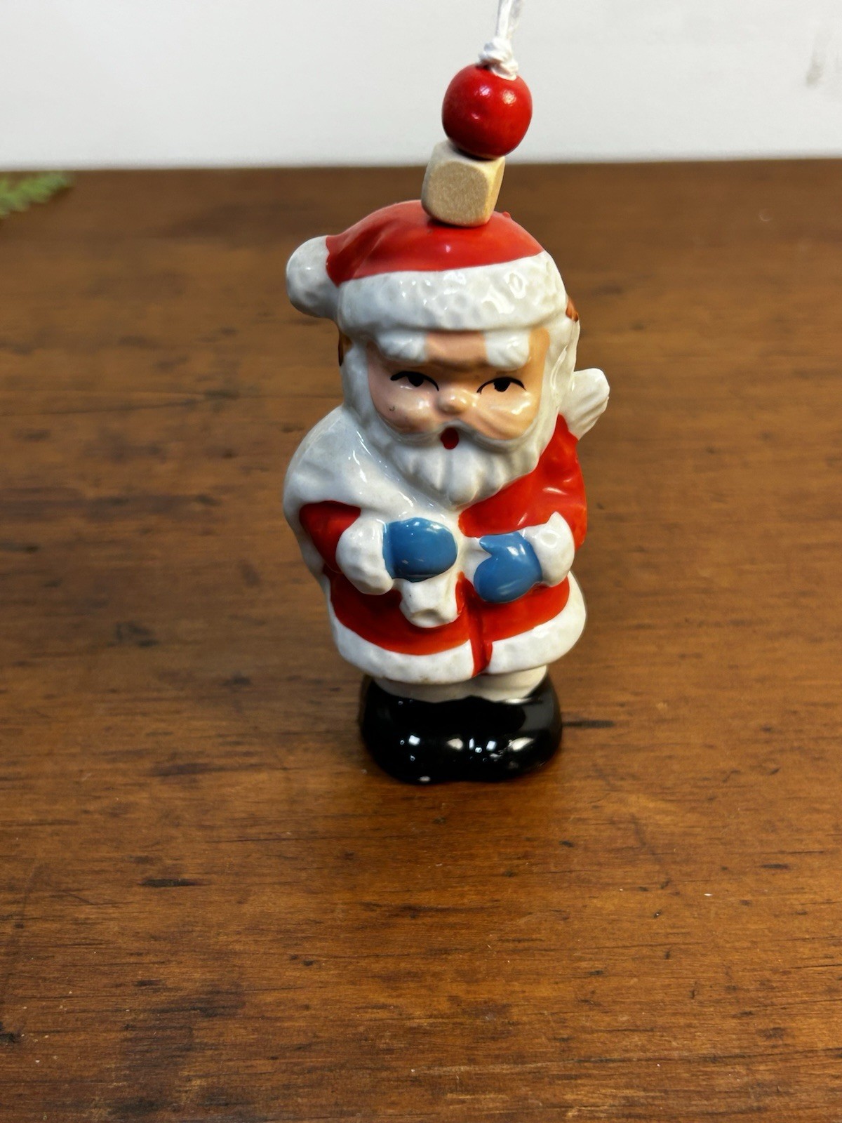 Porcelain Santa Christmas Ornament  Upcycled Vintage Salt & Pepper Shaker