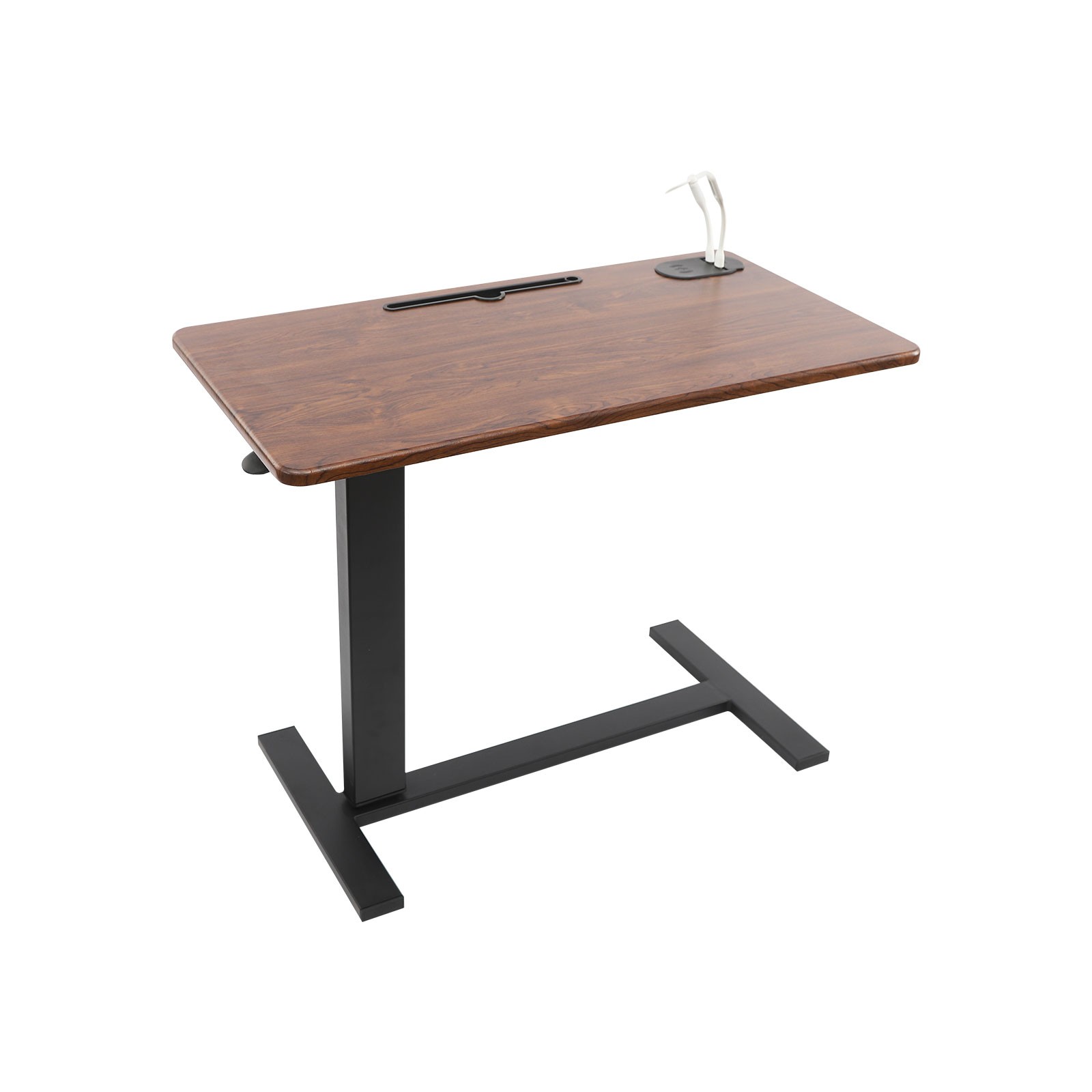Adjustable Height Side Table Walnut Color Mobile Bedside Table dinner tray table