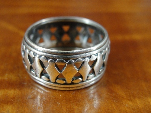 Thick Punch Out Design Band Size 5 Sterling Silver 925 Ring