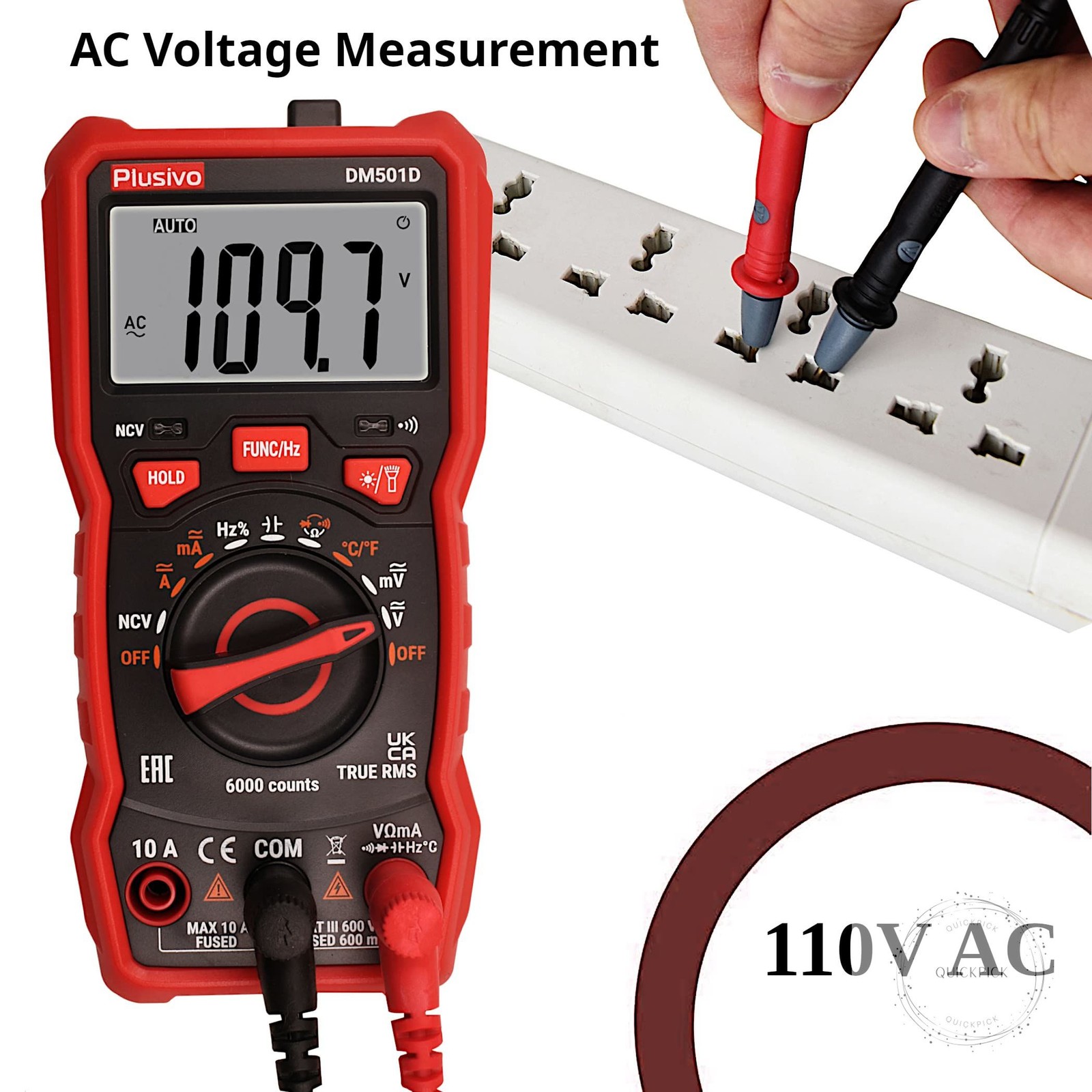 Multimeter 6000 Counts Digital Multimeter Auto Ranging TRMS AC DC Voltmeter Ohm