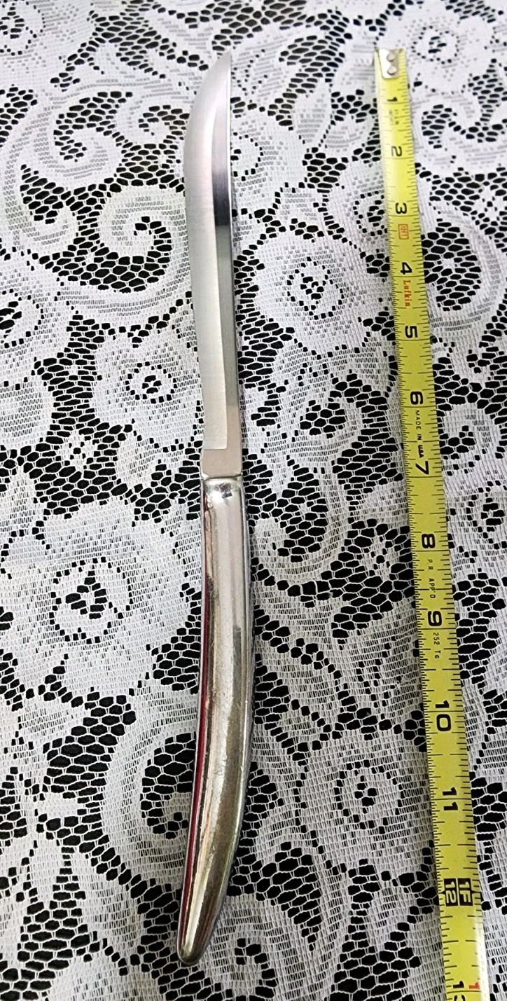 SLEEK SOLID STAINLESS STEEL MID-CENTURY-MODERN STYLE "13" CURVED CARVING KNIFE🍠