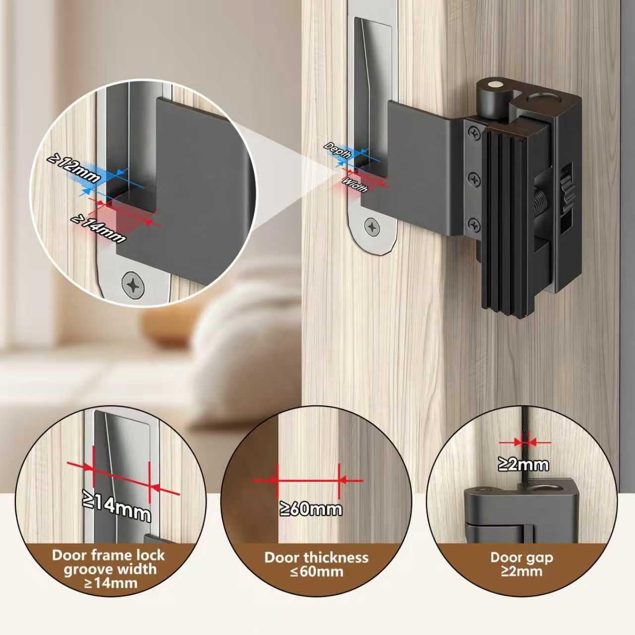 Portable Door Lock, Reinforcement Lock for Black