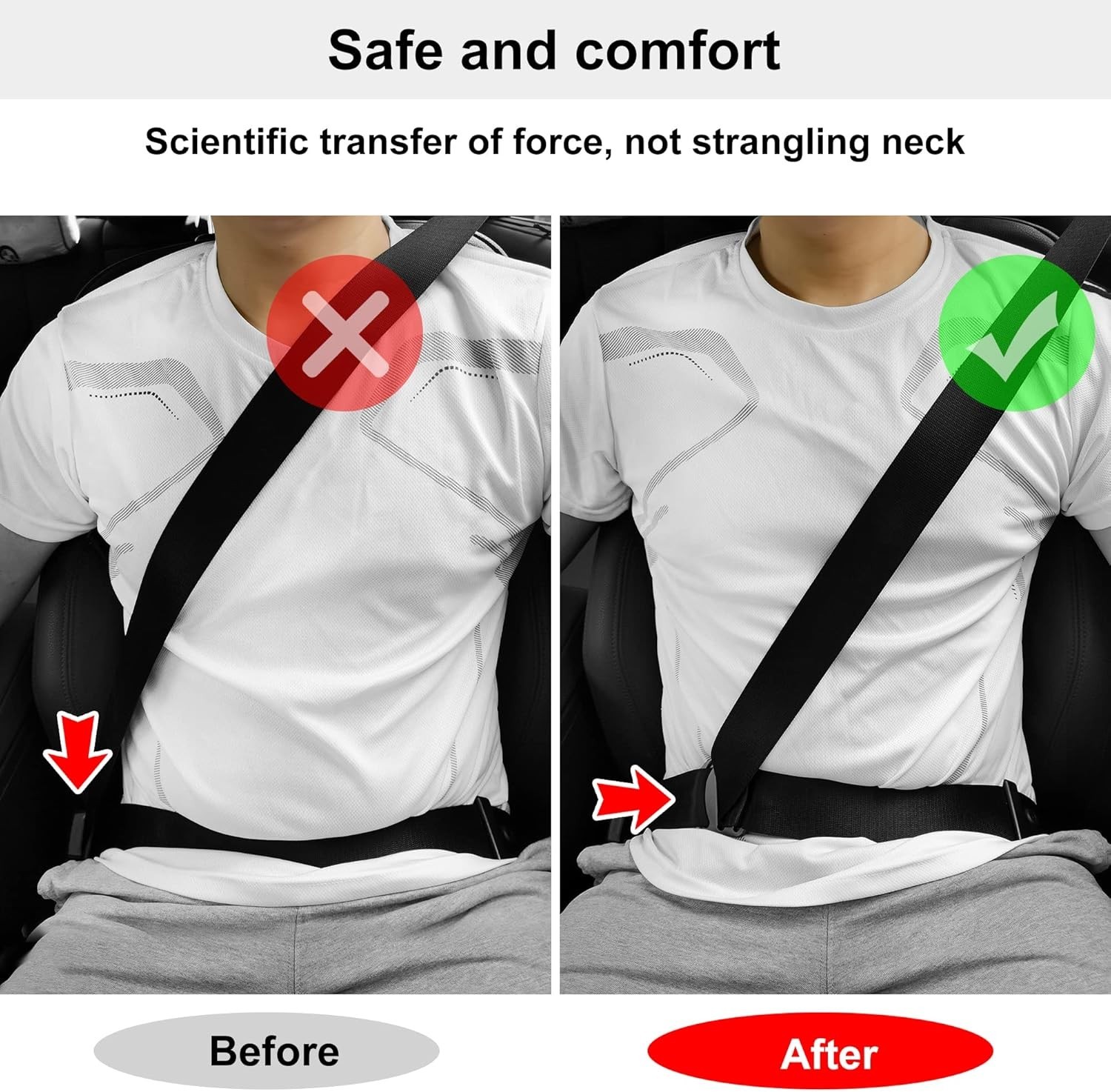 Seat Belt Adjuster Clip, Comfortable Universal Shoulder and Neck Positioner 2...