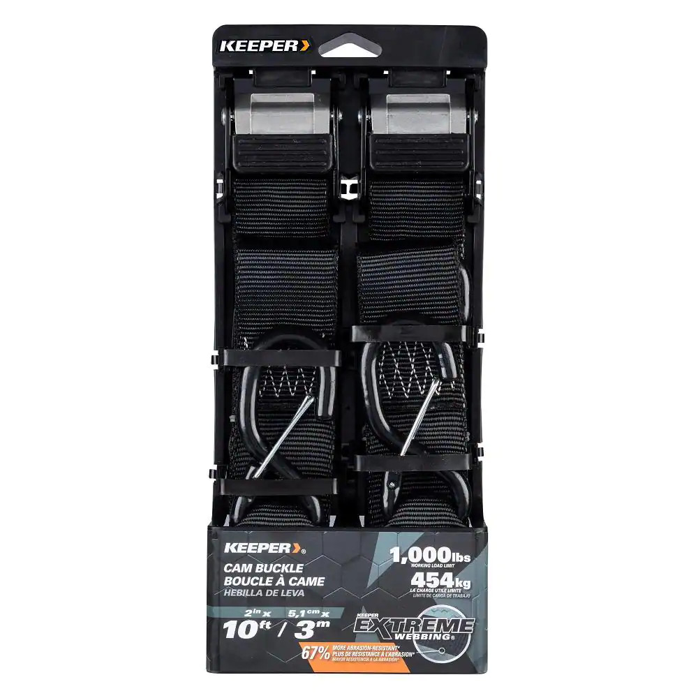 2in.x10ft.Premium Heavy Duty Tie-down Straps Keeper Combat Cambuckle(2-Pack)