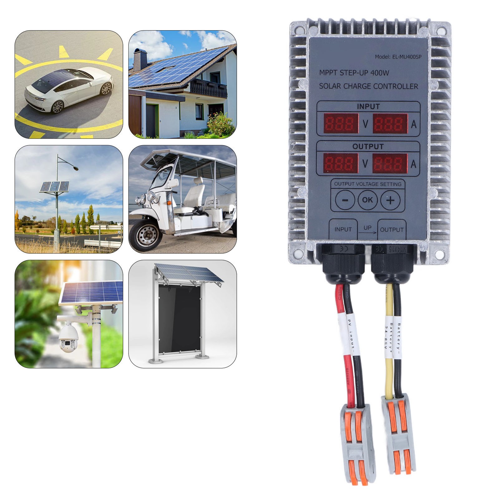 Solar Battery Charge Controller Boost MPPT Voltage Adjustable Waterproof With
