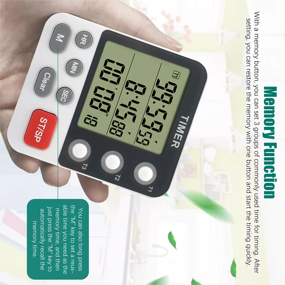 Large LCD Digital Kitchen Cooking Timer Count Down Up Clock Loud Alarm Magnetic