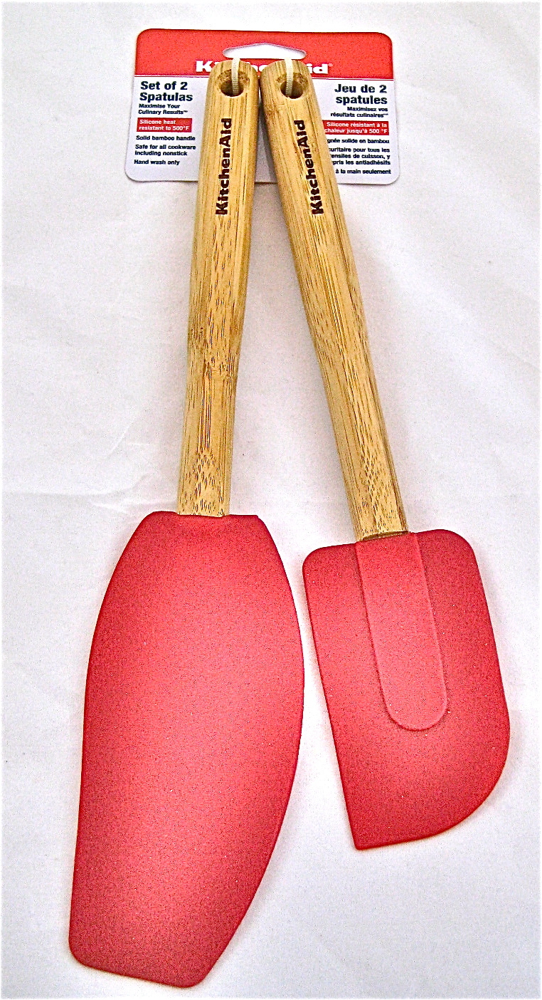 🎁 KitchenAid EMPIRE RED 2x Bamboo Silicone Mixing Spatula MIXER BOWL SCRAPER 🎁