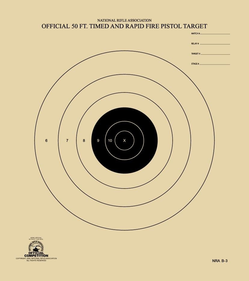 Chltargets.Com 50 Foot Timed And Rapid Official Nra Target B-3 Black 100