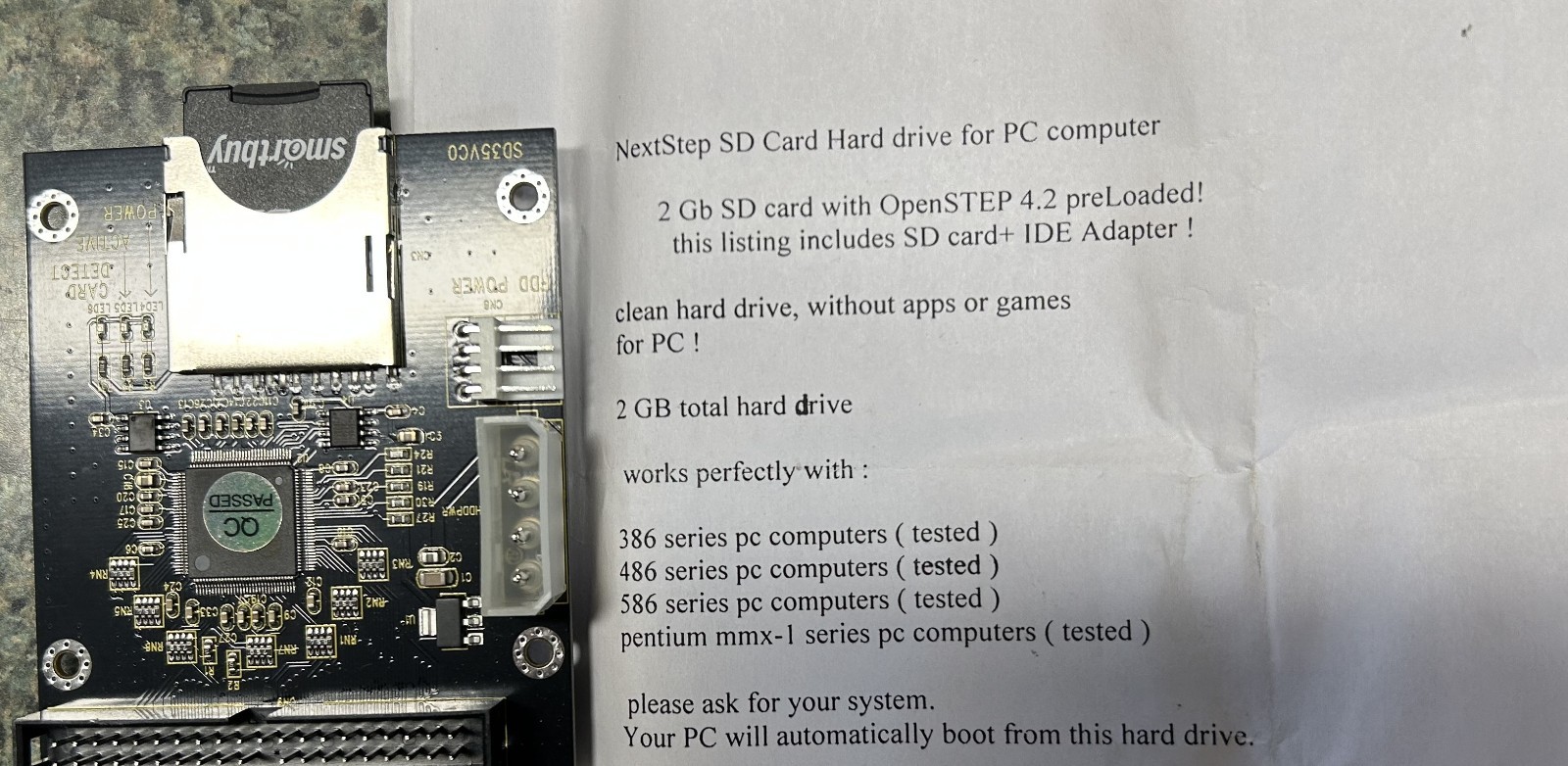 Nextsxtep 4.2 SD Card Hard Drive for IDE PC Computer
