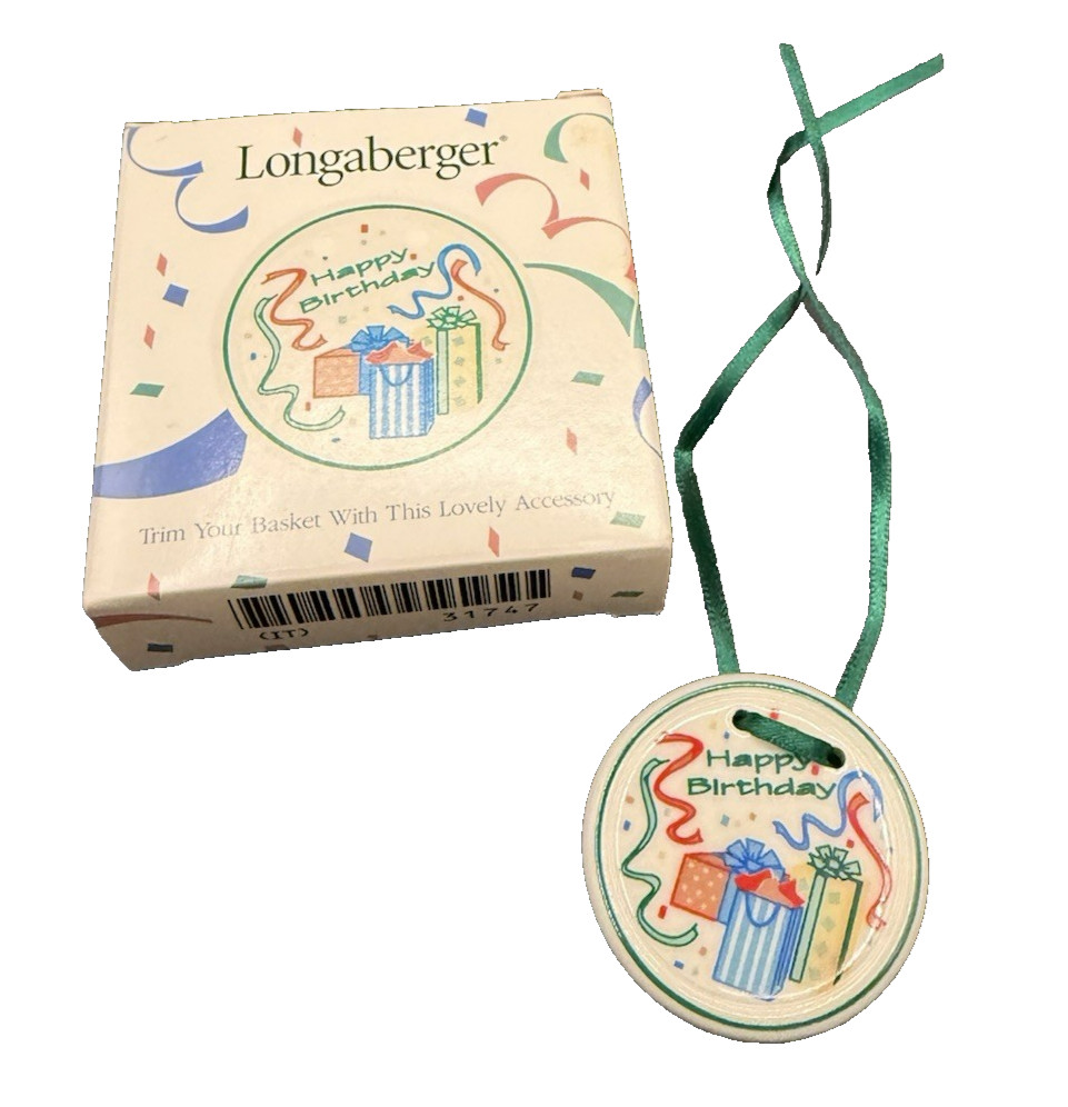Longaberger Ceramic Tie On Happy Birthday Presents Confetti #31747