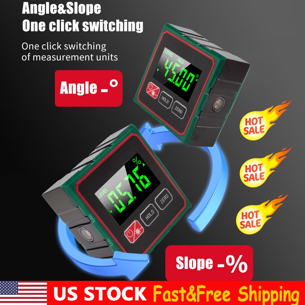 Digital Angle Finder Magnetic Protractor Laser Level Box Inclinometer Tool ET