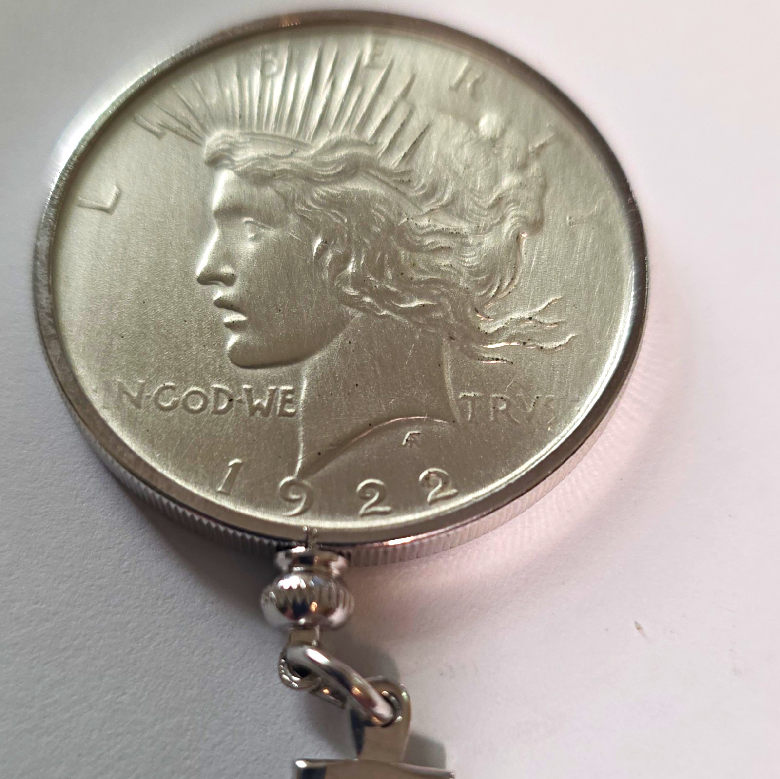 1922 Peace Silver Dollar $1  Key Chain Pendent 90% Silver