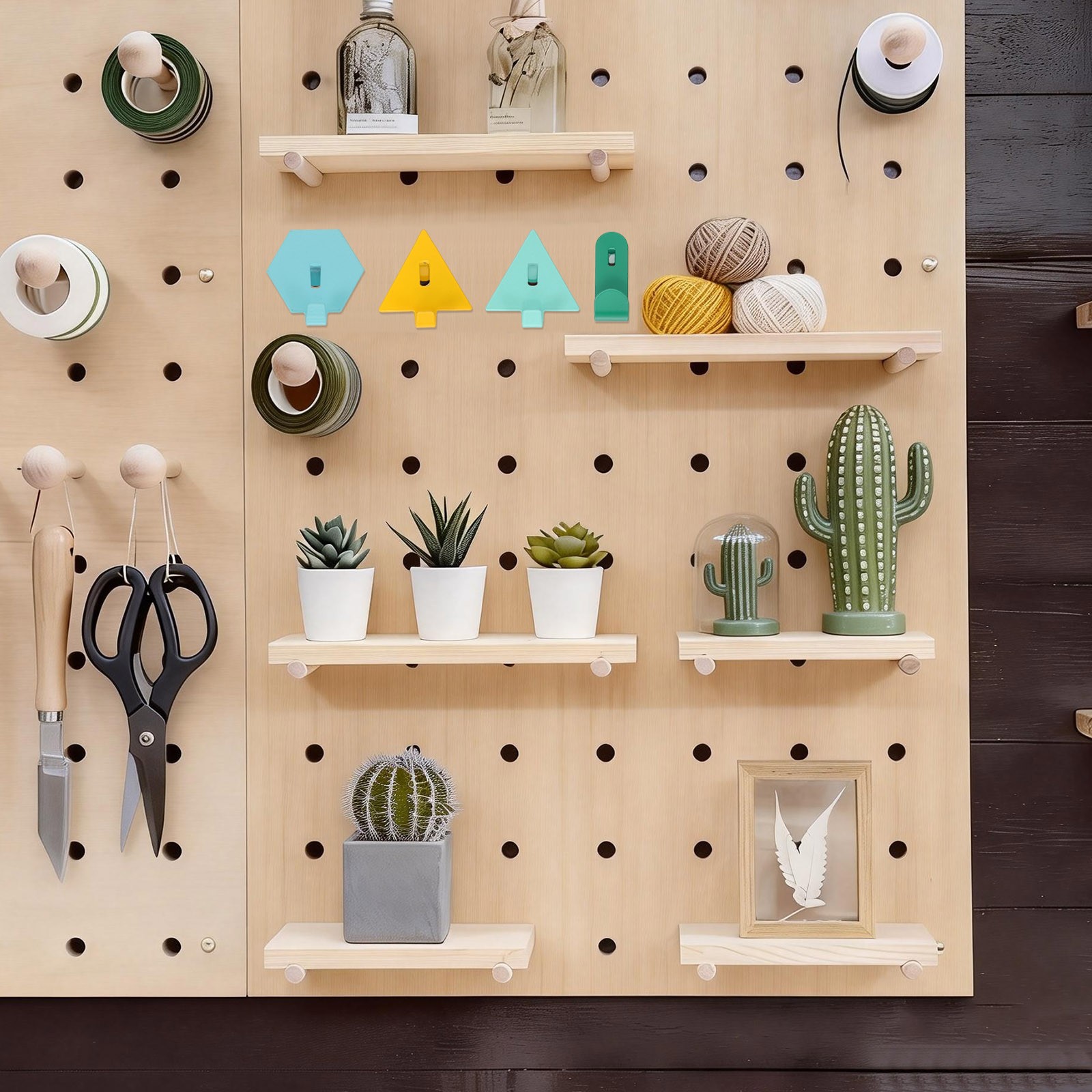 20Pcs PegBoard Hooks, 1.6" Triangle Study Peg Hooks for Wall Organizer, White