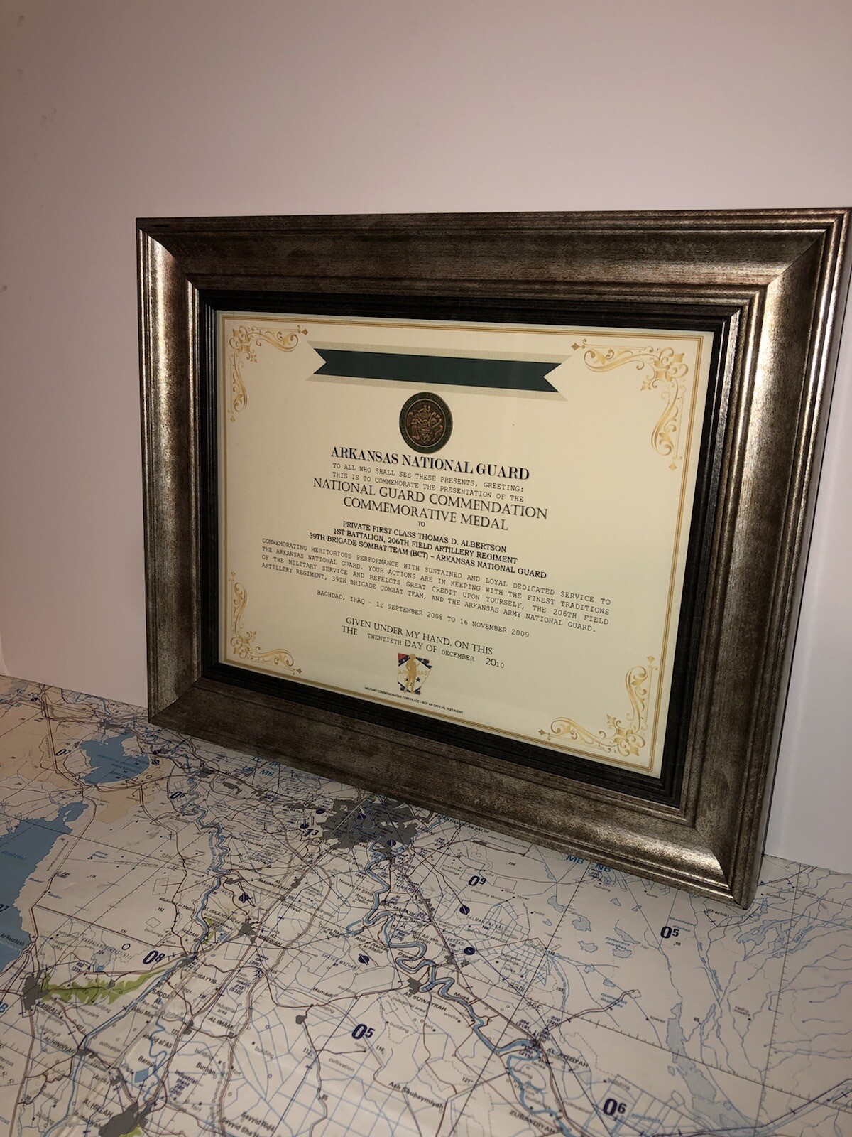 ARKANSAS - NATIONAL GUARD / COMMENDATION COMMEMORATIVE MEDAL CERTIFICATE